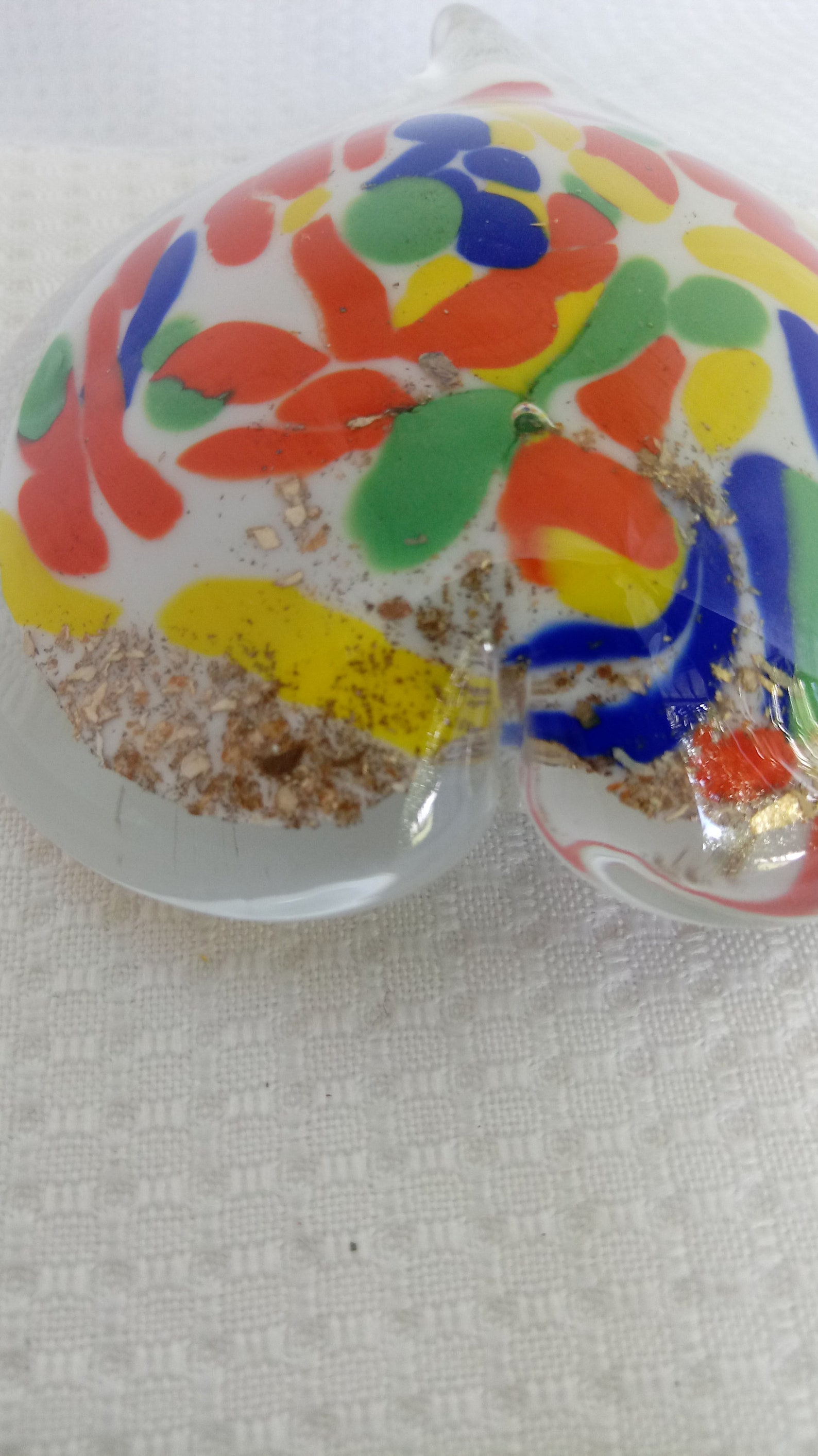 Murano Style Hand Blown Confetti Glass Heart Shaped Etsy