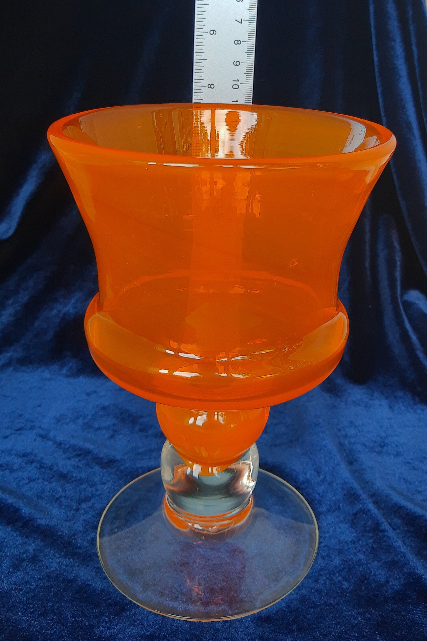 Beautiful Hand Blown Yellow Orange Glass Goblet Etsy
