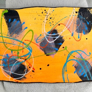 SIGNED ART POTTERY!  Handmade Hand Painted and Signed by Artist Colorful Rectangular Ceramic Art Pottery Tray