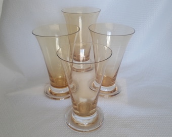 CLASSIC BEER GLASSES!  Set of 4 Light Amber Flared Pilsner Beer Glass Tumblers Barware