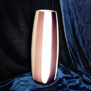 Hand Blown Purple White and Violet Striped Art Glass Vase