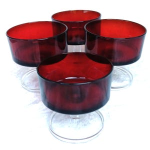 Vintage Luminarc Ruby Red Dessert Cups Dishes Made in France