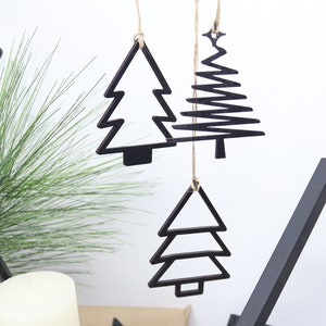 Set of 6 wooden Christmas pendants, Christmas trees, Christmas tree decorations, Christmas tree balls