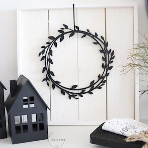 Delicate double-row window wreath in black or white, wall decoration, door wreath, entrance sign minimalist Scandi style