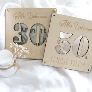 Glückwunschkarte Geldgeschenk personalisiert, Geburtstagsgeschenk runder Geburtstag, Geschenkverpackung