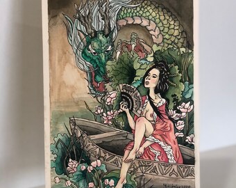 Fishing Naked Painting - Etsy