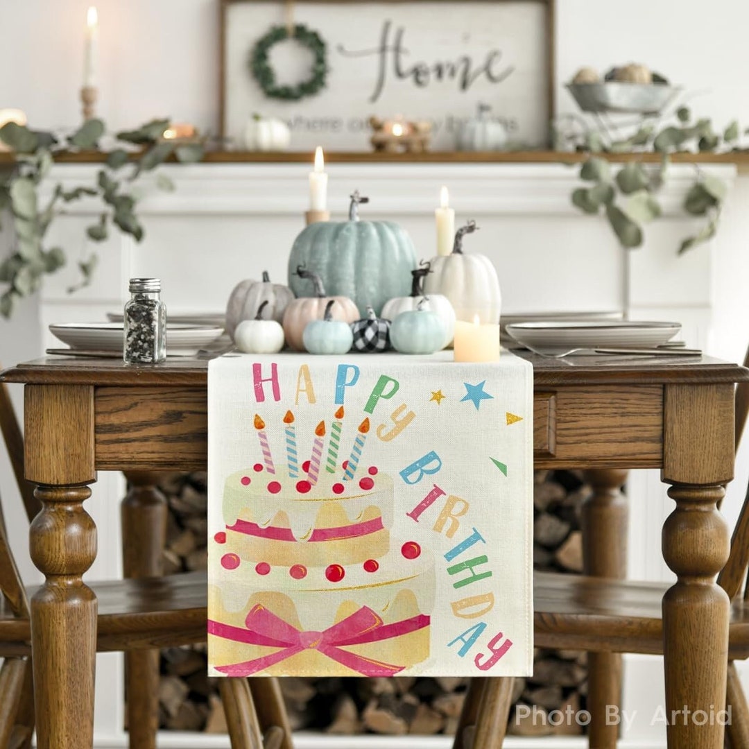 Birthday Table Runner Party Decor Birthday Party Decor Etsy