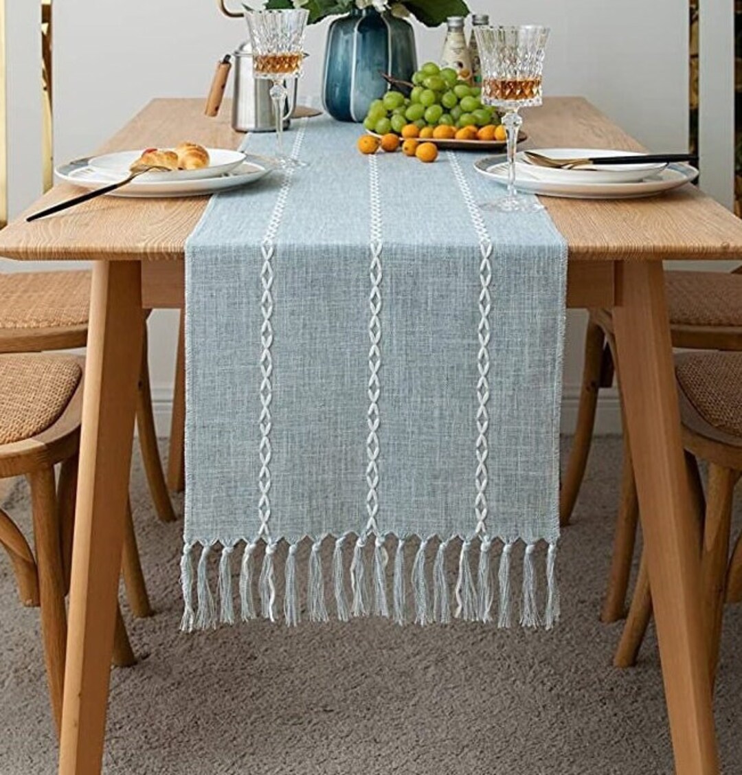 Blue Table Runner Beach Table Runner Farmhouse Table Etsy