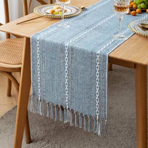 Blue Table Runner Easter Farmhouse Table Runner Coastal Etsy