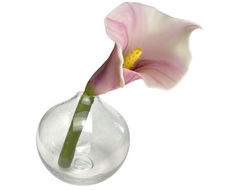 pink calla lily porcelain flower and vase, personalized gift for her, bedroom flower decor, blush nursery, gift for her