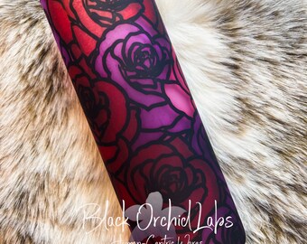 Rose Stained Glass Tumbler Glass Travel Mug Matte Frosted Etsy