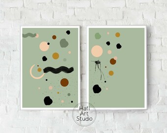 Olive grün Wandkunst, schwarz geometrische Druck, abstrakt druckbare, Mond Poster, digitaler Download