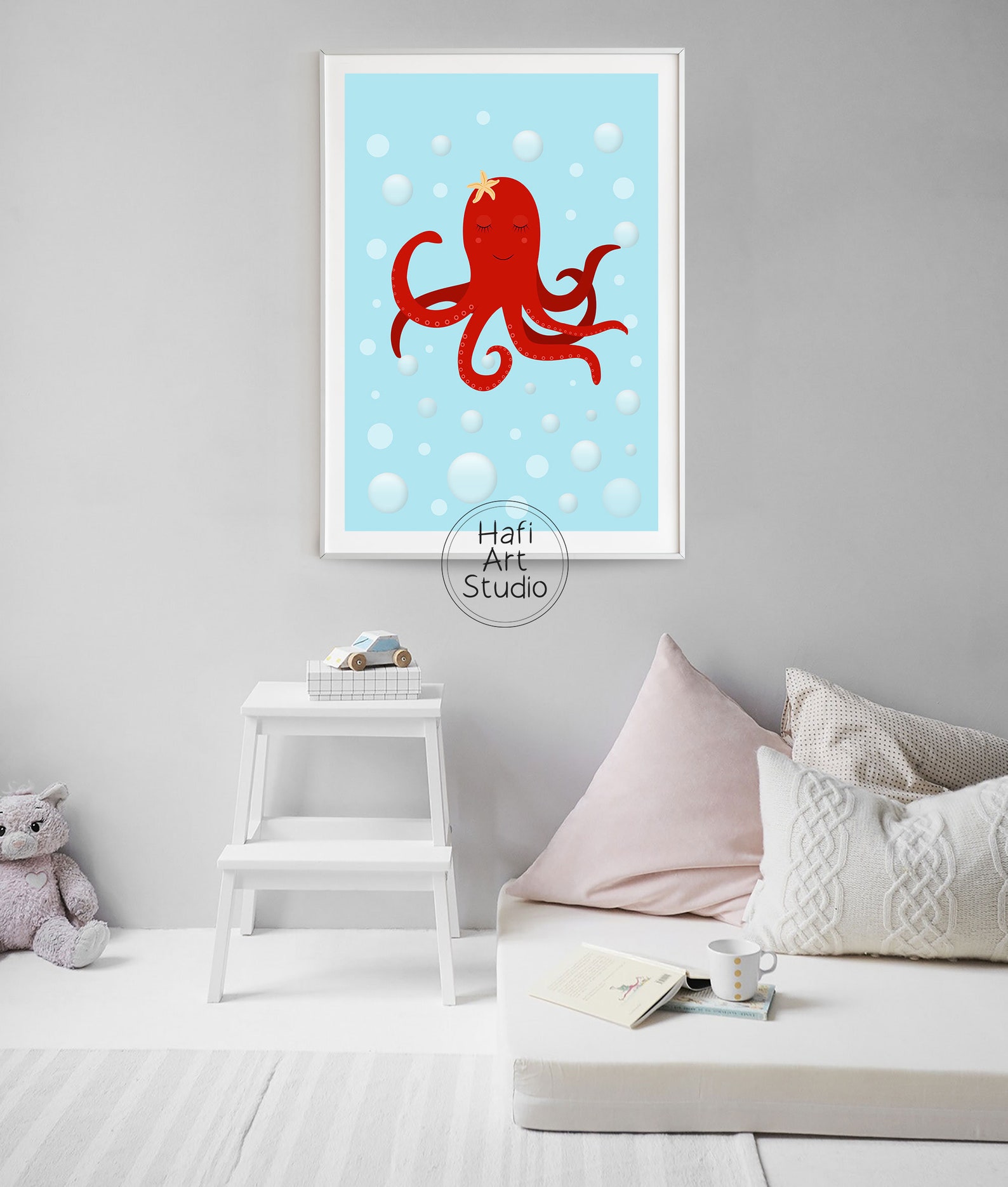 Octopus Nursery Print Undersea Wall Art Baby Room Prints Etsy