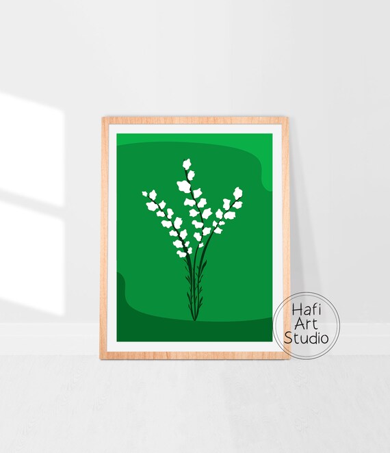White Flower Poster Greenery Printable Floral Wall Art Etsy