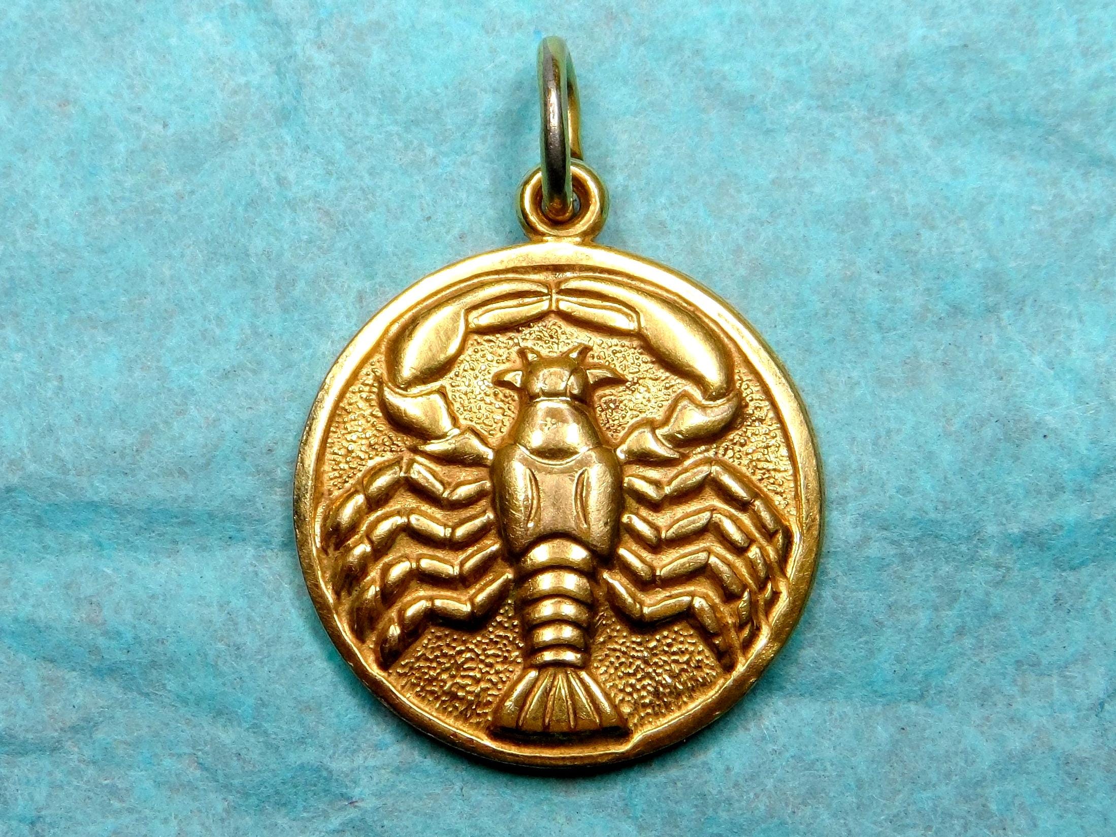 Médaille Zodiac Cancer Vintage Années 70, Plaque Or, Pendentif Unisexe Neuf