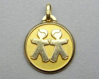 Gemini. Vintage Gold Plating Pendant. FIX