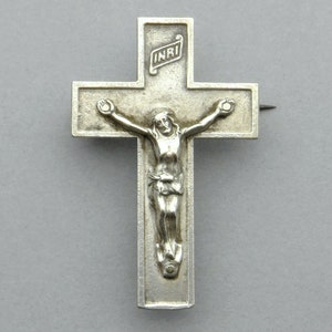 Cross. Antique Religious Brooch.
