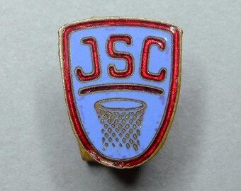 バスケットボール、JSC、アンティークエナメルバッジ。フランス製の