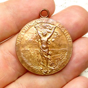 WWI Victory, Battle of the Marne. Antique 14 - 18 Pendant. French Medal.