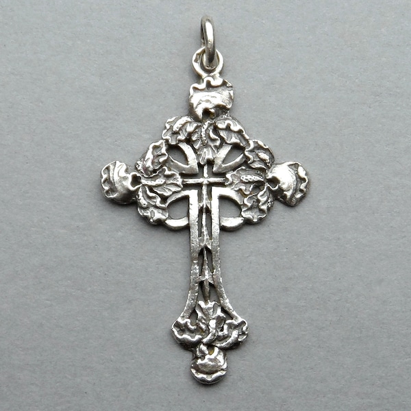 Gothic Cross. Antique Religious Pendant.