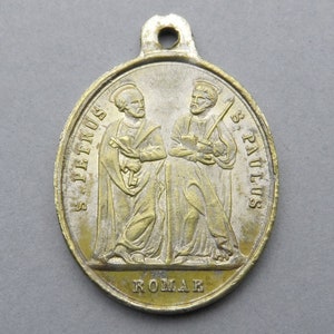 St Pierre & St Paul. Antique Religious Pendant.