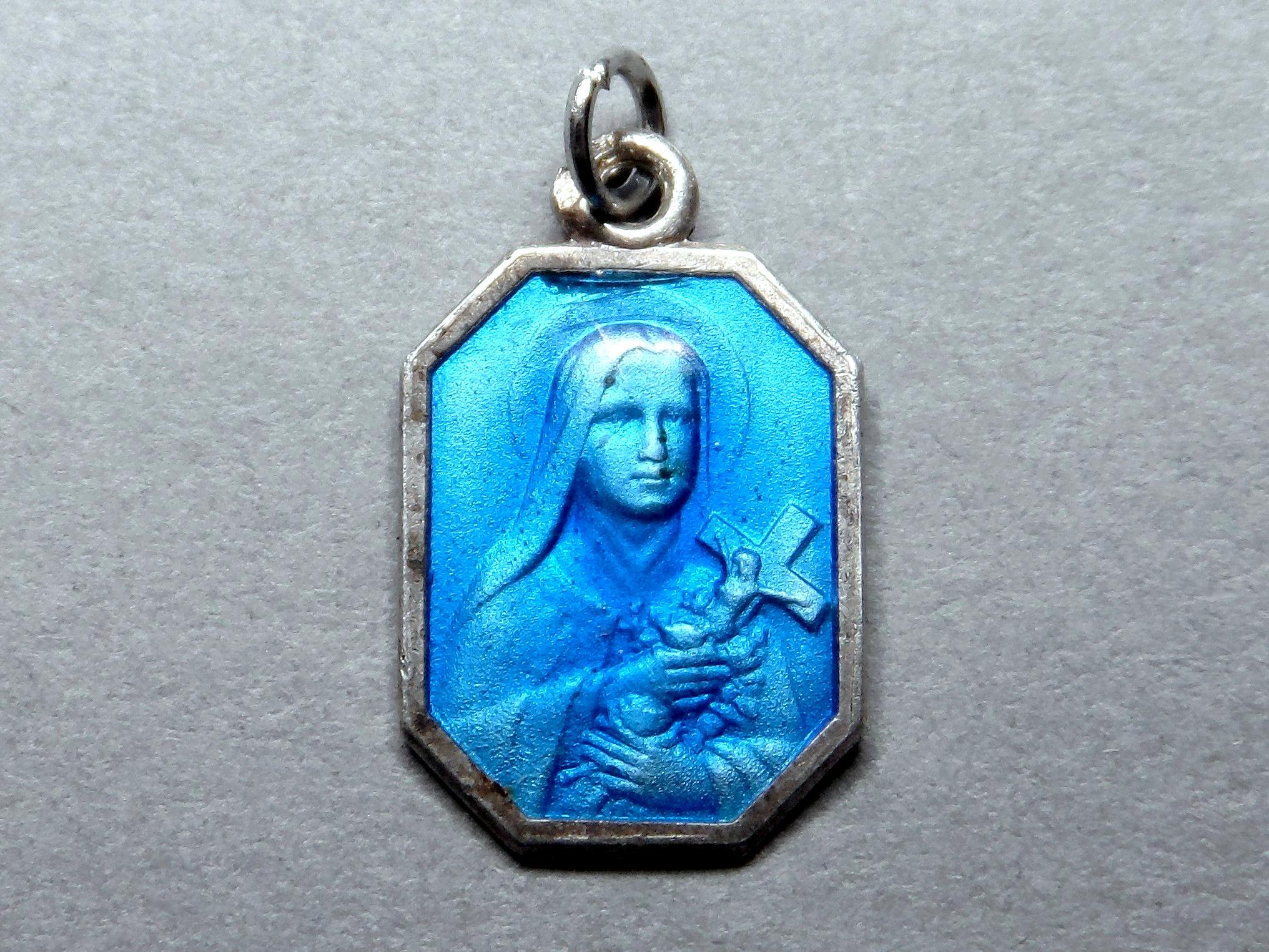 Saint Therese, Sancta Teresia. Antique Religious Enamel Pendant
