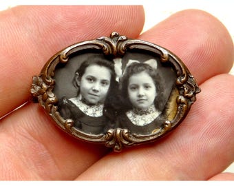 Belle Broche Ancienne Porte-photo Pour Enfant - Début Des Années 1900 - Pièce Vintage Et Sentimentale