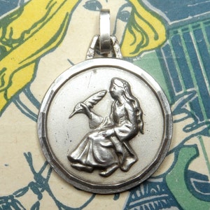 Virgo. Zodiac. Vintage Silver Pendant.