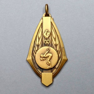 Schwimmen, antiker Anhänger. Französische Medaille von Fraisse Demey.