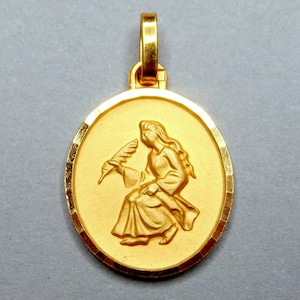 Jungfrau, Sternzeichen. Vergoldeter Vintage-Anhänger. Französische Medaille.