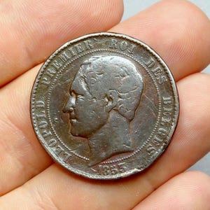 Leopold the First King of the Belgians 1853. Belgian Antique Bronze Token. Medal.