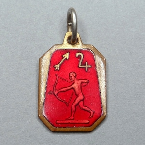 Sagittarius. Antique Enamel Pendant.