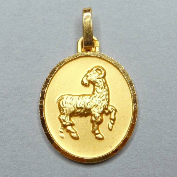 Aries, Zodiac. Vintage Gold Plating Pendant. French Medal.