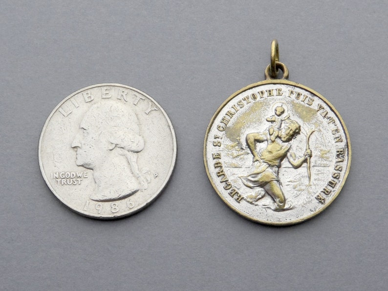 St Christopher Antique Religious Pendant.