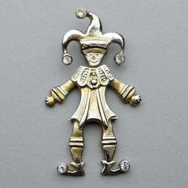 Jumping jack, Articulated puppet, Vintage silver plating pendant.