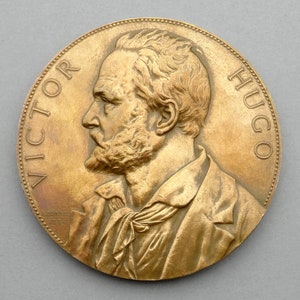 Victor Hugo. Birth 1802.  Antique Large Medal.