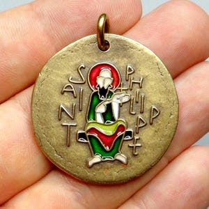 Saint Philip, Philip the Apostle. Medal by Elie Pellegrin. Vintage Large Religious Pendant.