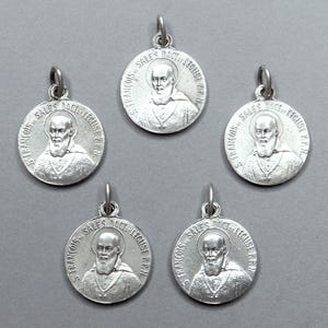 Jane Frances de Chantal en Franciscus de Sales. Antieke religieuze hanger. Set van 5 medailles.