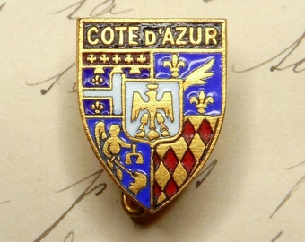 Cote d'Azur, Coat of Arms, Antique Brooch.