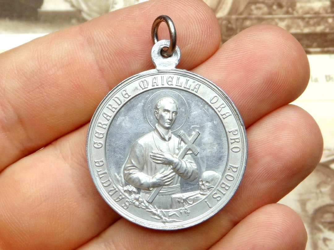 Saint Gerard Majella. St Virgin Mary and Jesus. French Antique Pendant ...