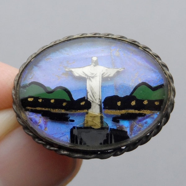 Christ the Redeemer, Antique Religious Brooch.