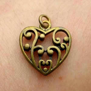 Heart. Vintage Large Pendant. Openwork Medal.