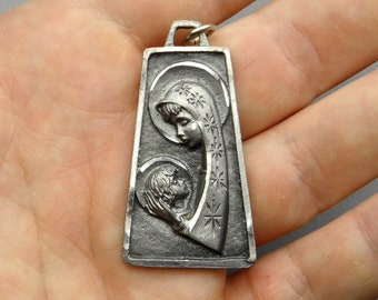 St Mary and Jesus, Vintage Religious Large Pendant.