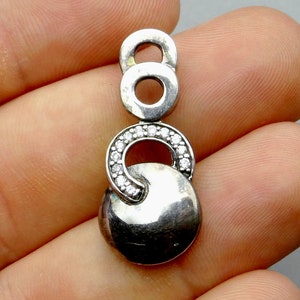 Geometrische und Zirkonium, Vintage großer Sterling-Anhänger. Silbermedaille.