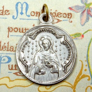 Jesus Christ and Saint Virgin Mary. Antique Religious Pendant. French Medal by Penin.