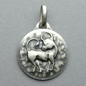 Taurus. Vintage Silver Pendant.
