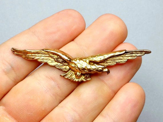 French Pilot Wings Eagle WWI Badge. Antique Gold Plating FIX