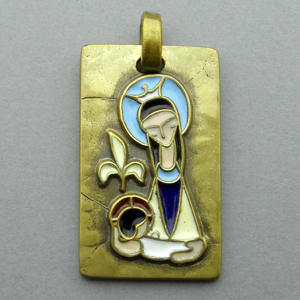 St Mary, Vintage Large Religious  Pendant. By Elie Pellegrin.