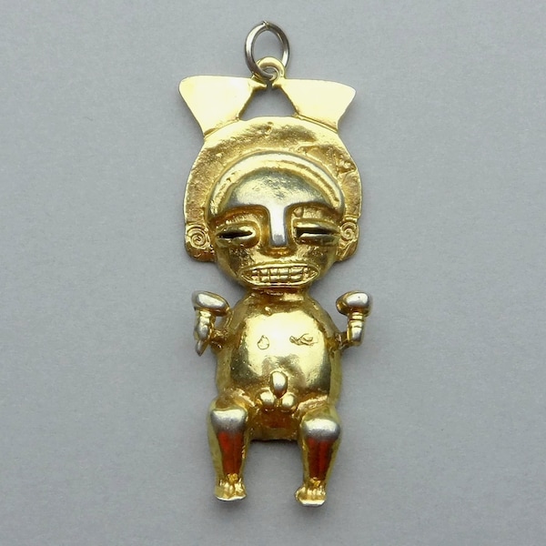 Maya God, Fertility. Nude Vintage Large Pendant.