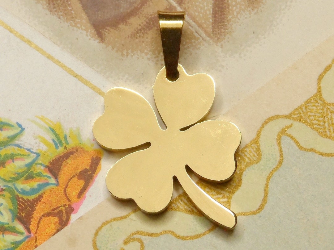 Pendentif Vintage Porte-bonheur Trèfle à 4 Feuilles - En Résine Et Alliage Argenté - Occasion Sans Marque